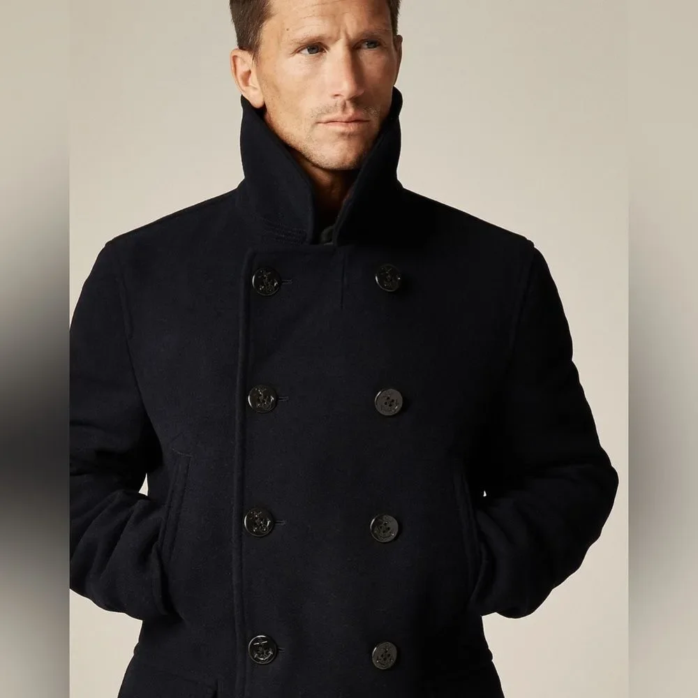 J Crew NWT Dock Peacoat Pea Coat Wool Navy Jacket Size Medium Classic Nautical